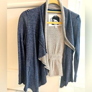 Sugarfly cardigan / sweater . Zip. Asymmetrical collar .